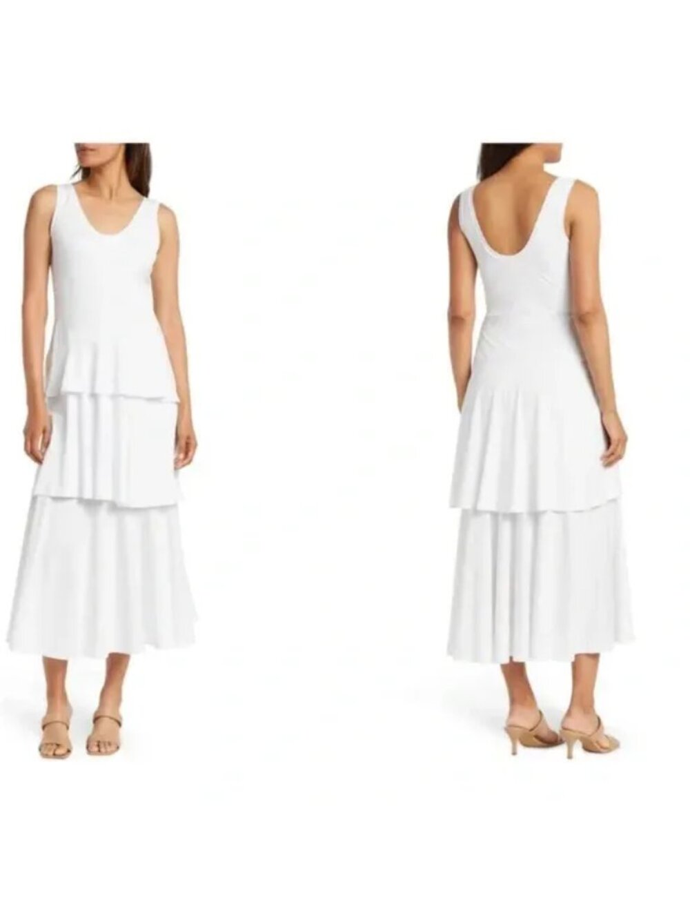NEW Rebecca Taylor Maxi Dress Womens XS Tiered White Summer Casual Simple